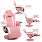 Goplus Massage Gaming Chair, Racing Style Gaming Recliner W/Adjustable Backrest And Footrest, Ergonomic High Back Pu Leather Computer Office Chair Swivel Game Chair W/Cup Holder And Side Pouch (Pink)
