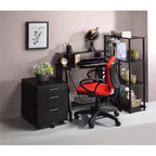 Acme Nypho 4 Wooden Shelves Rectangular Bookshelf With Metal Frame In Black