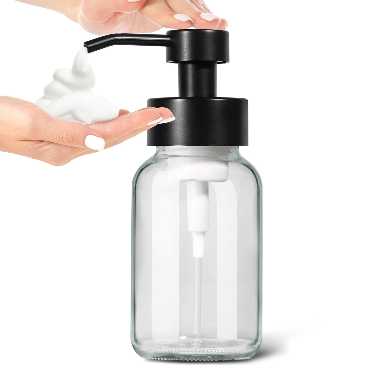 GMISUN Foaming Hand Soap Dispenser, 8.5 Oz Hand Soap Dispenser for Bathroom, Modern Clear Dish Soap Dispenser for Kitchen, Refil
