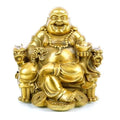 WEALTHCOMING Fengshui Buddha Statue for Lucky & Happiness God of Wealth,Laughing Buddha on Emperors Dragon Chair,Brass Buddhist