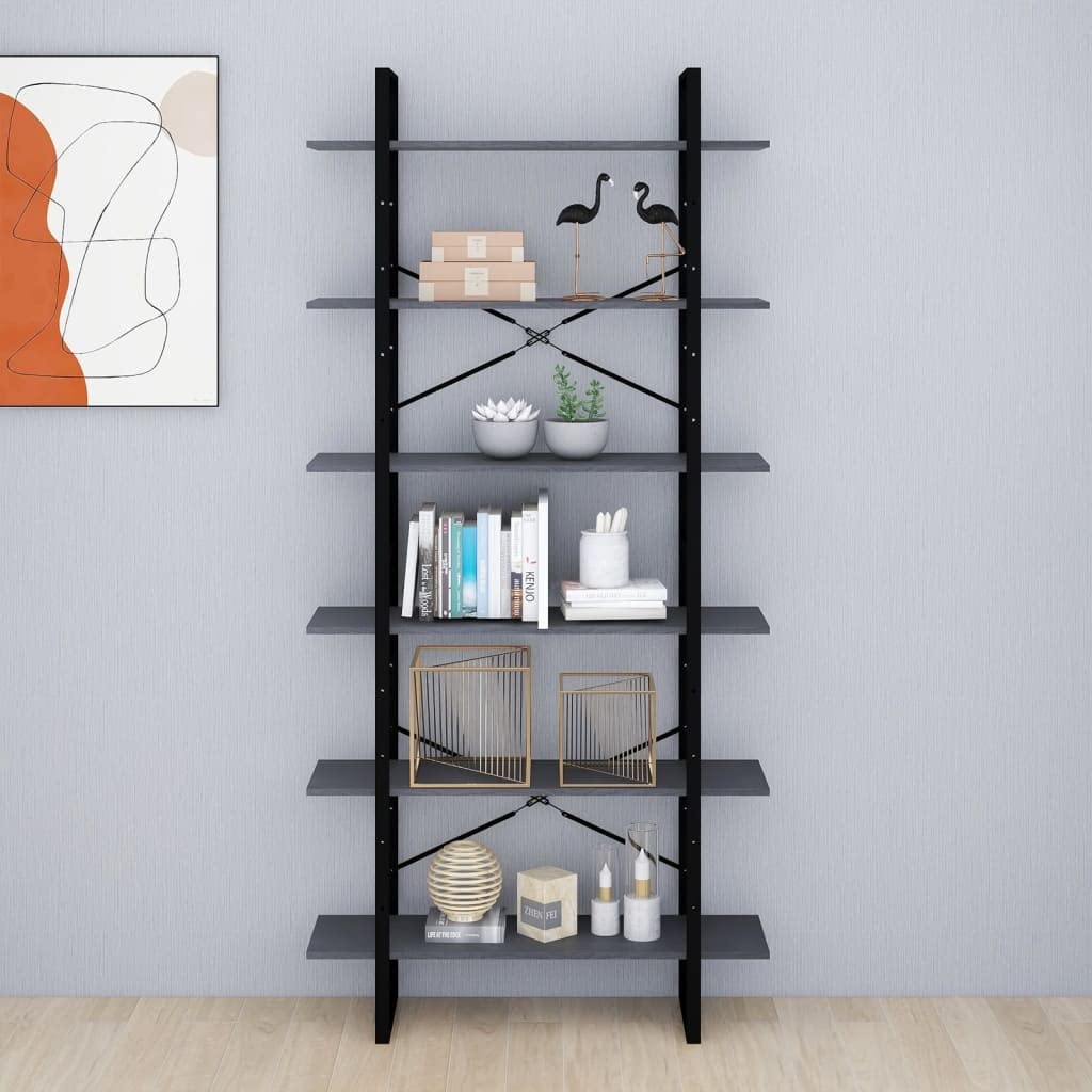 vidaXL High Cabinet Gray 39.4&quot;x11.8&quot;x82.7&quot; Solid Pine Wood