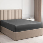 Twin Xl Size Fitted Bed Sheet - Hotel Luxury Single Fitted Sheet Only - Fits Mattress Up To 16' - Soft, Wrinkle Free, Breathable Sheet For Women, Men, Kids & Teens - Dark Grey Single Fitted Sheet
