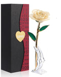 Easegain Gold Dipped Rose White,Dipped in 24k Gold-Long Stem Rose Flowers Artificial for Decoration,Rose Flowers with Transparen