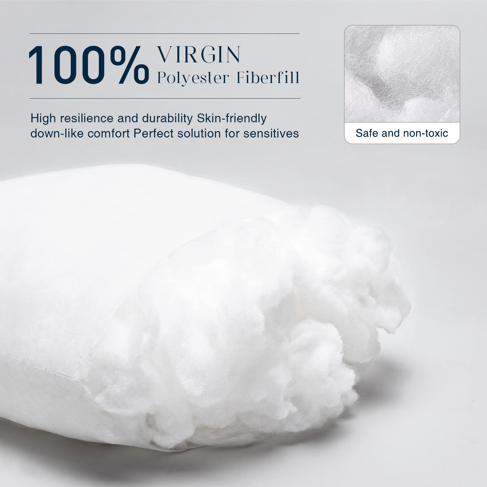 Phantoscope Pillow Inserts, 100% Virgin Fiber Hypoallergenic Polyester Throw Pillow Inserts, Square Pillows For Couch, Sofa, Bed, 22X22 Inch (Pack Of 2)