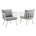 Modway Riverside Modern Fabric Outdoor Armchair In White/Gray (Set Of 2)