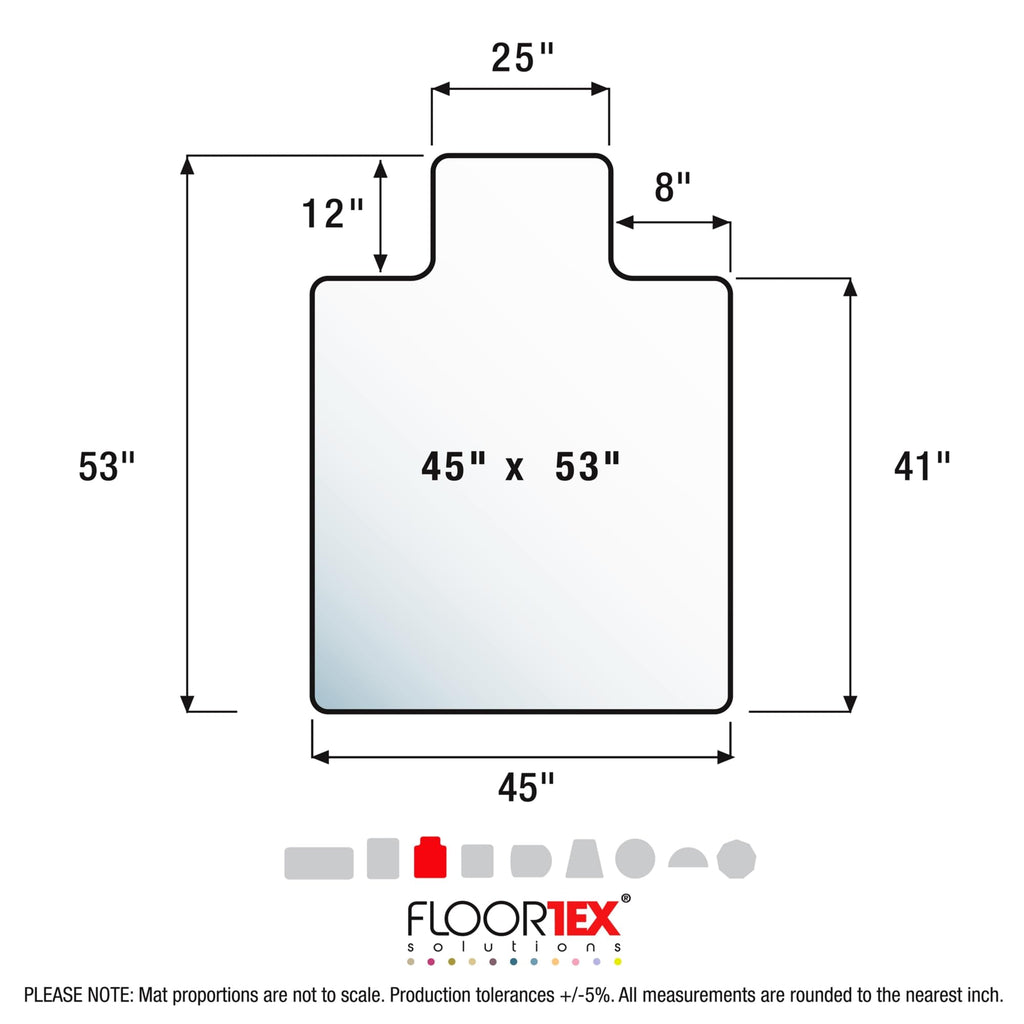 Floortex® Advantagemat® Vinyl Lipped Chair Mat for Carpets up to 3/8" - 45" x 53"
