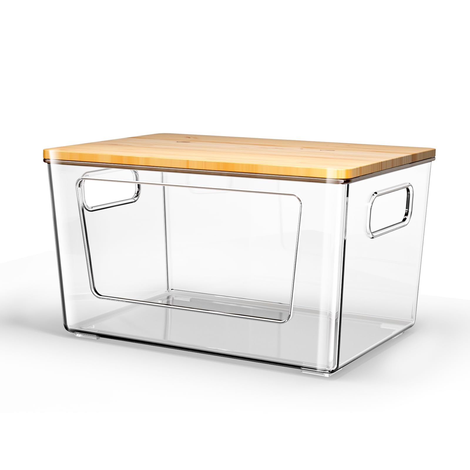 Spospo Trash Bag Holder With Bamboo Lid, Stackable Trash Bag Dispenser, Extra Large Storage For Kitchen Laundry Room Under Sink