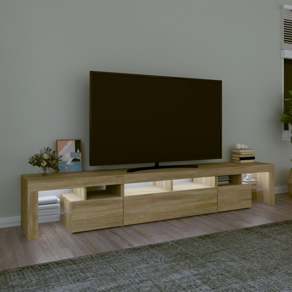 vidaXL TV Cabinet with LED Lights Home Bedroom Living Room Entertainment Center HiFi Side Cabinet TV Console Stand Media Unit Furniture Sonoma Oak
