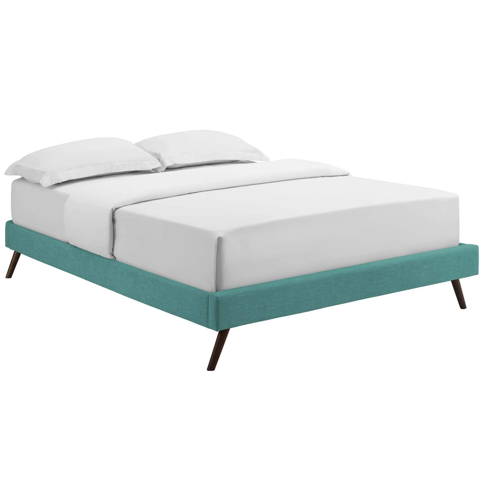 Modway Loryn Upholstered King Platform Bed Frame With Wood Slat Support In Teal