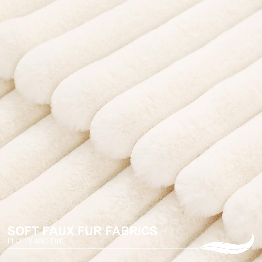 Pallene Faux Fur Plush Throw Pillow Covers 18X18 Set Of 2 - Luxury Soft Fluffy Striped Decorative Pillow Covers For Sofa, Couch,