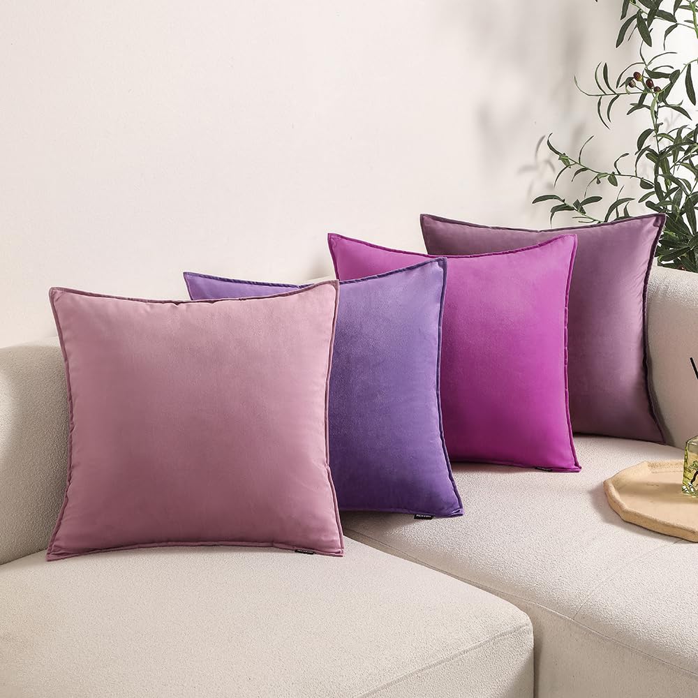 Wemeon Throw Pillow Covers 20X20 Set Of 4, Solid Color Pillows Soft Decorative Square Couch Pillow Covers, Mix And Match Home De
