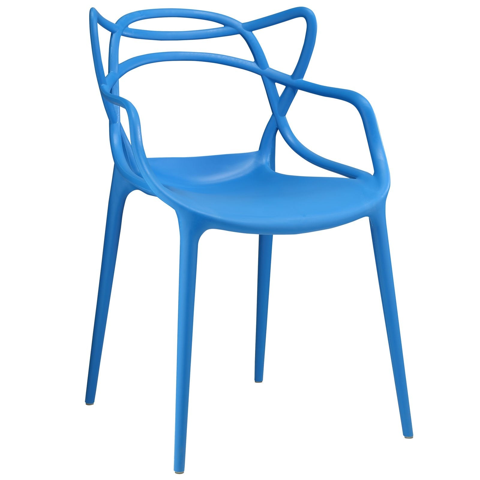 Modway Entangled Modern Molded Plastic Kitchen and Dining Room Arm Chair in Blue - Fully Assembled