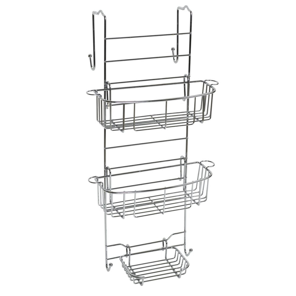 Zenna Home Hanging Shower Caddy, Over the Door, Rust Resistant, with 2 Storage Baskets, Soap Dish, Razor Holders and Hooks, Bath