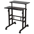 SDADI 2 Inches Carpet Wheels Mobile Desk Stand Up Height Adjustable Home Office with Standing and Seating 2 Modes for Room, Blac