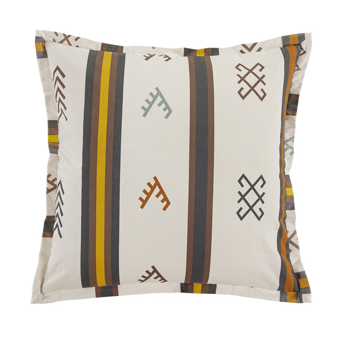 Hiend Accents Toluca Canvas Western Euro Pillow Sham, 27X27 Inch, Cattle Brand Symbols Print, Cotton Bedding Cabin Lodge Rustic