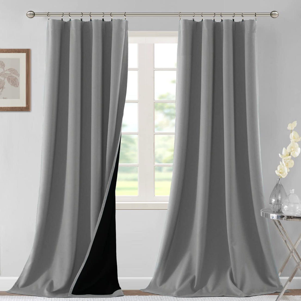 H.Versailtex 100% Blackout Curtains For Bedroom Thermal Insulated Blackout Curtains 96 Inches Long Rod Pocket Window Drapes For