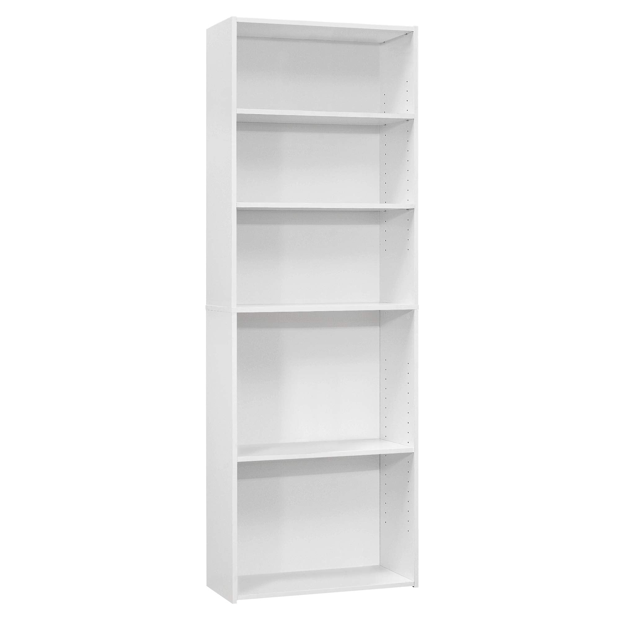 HomeRoots Particle Board, Laminate 11.75&quot; x 24.75&quot; x 71.25&quot; White 5 Shelves Bookcase