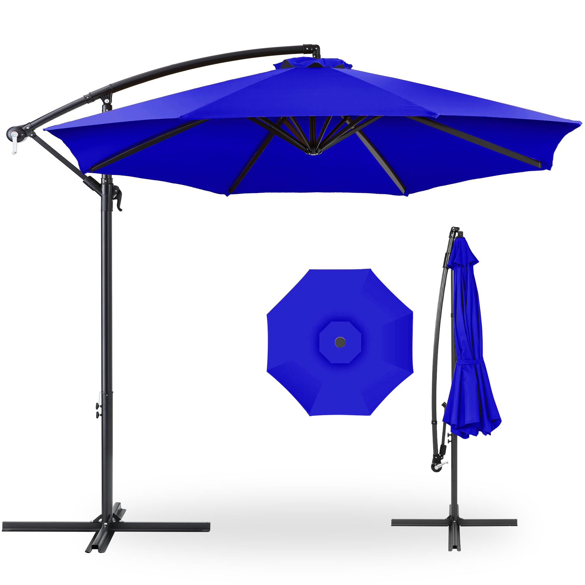 Best Choice Products 10ft Offset Cantilever Hanging Market Patio Umbrella, 8 Sturdy Ribs, Easy Adjustment - Resort Blue