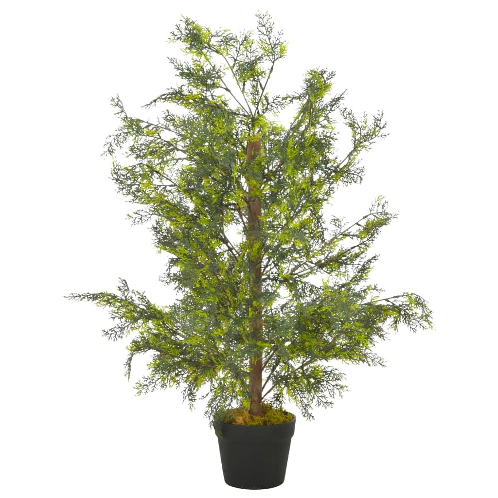 Furniking Artificial Plant Cypress Tree With Pot Green 35.4&quot;