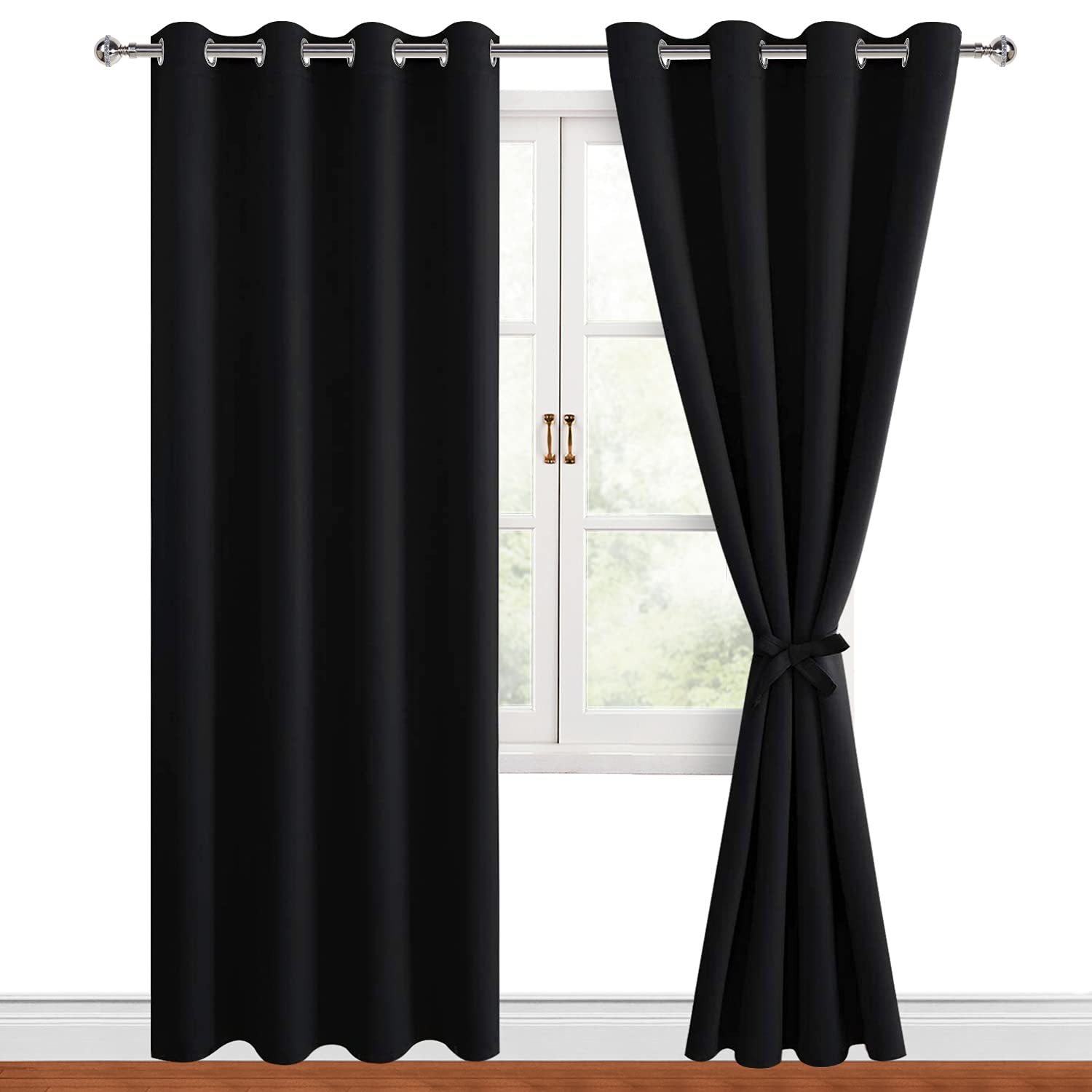 Hiasan Blackout Curtains for Bedroom, 52 x 84 Inches Long - Thermal Insulated & Noise reducing Window Curtains for Living Room, 