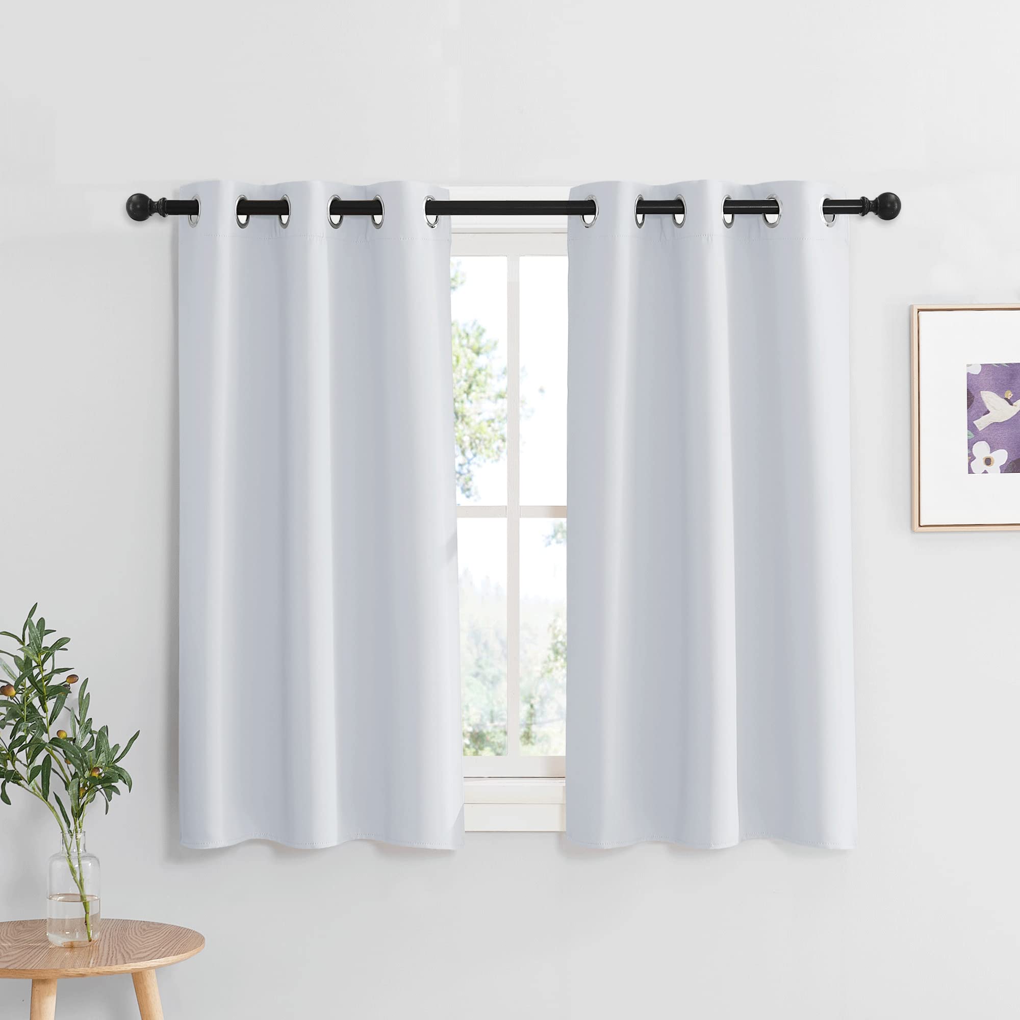 Ryb Home Room Darkening Curtains 45 Inches 2 Panels Set, Heavy Duty Small Window Treatment Privacy Thermal Shades For Bathroom C