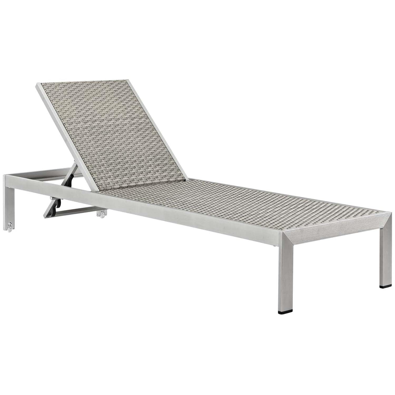 Modway Shore Outdoor Patio Aluminum Chaise With Cushions In Silver Turquoise