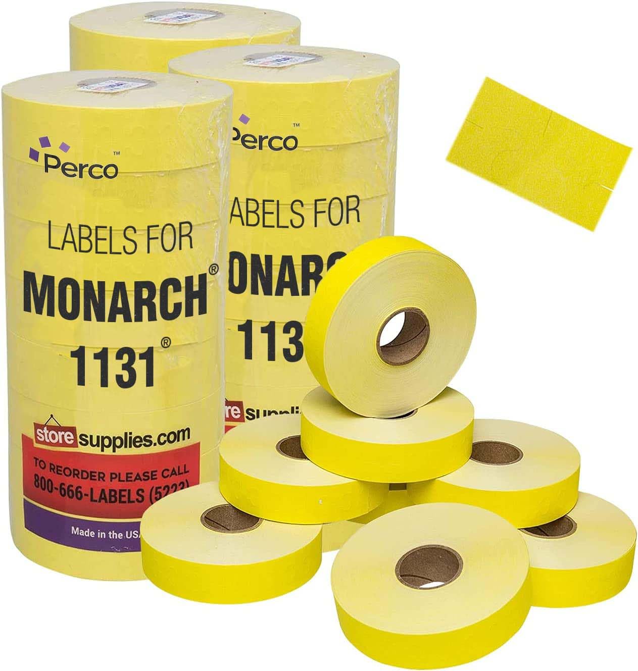 Yellow Pricing Labels For Monarch 1131 Price Gun - 3 Sleeves, 24 Rolls Value Pack - 60,000 Price Marking Labels - With Ink Rolls