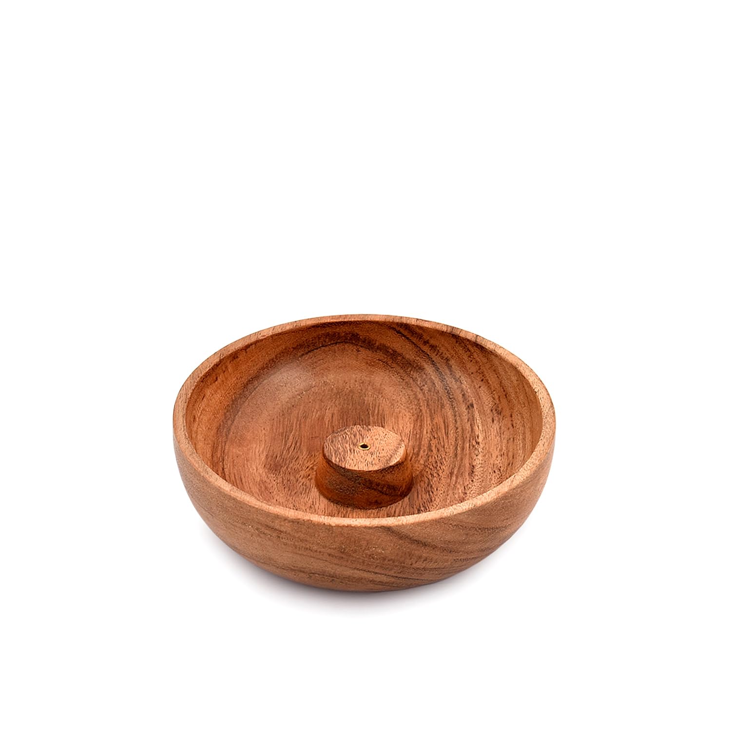 Samhita Acacia Wood Round Incense Stick Holder,Incense Burner, Ash Cather and Aromatherapy Ornament Home D  cor (5 x 5 x 1.5)