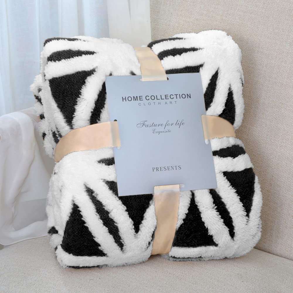 Lomao Sherpa Fleece Blanket Fuzzy Soft Throw Blanket Dual Sided Blanket For Couch Sofa Bed (Black, 60 ' 'X80 ' ')