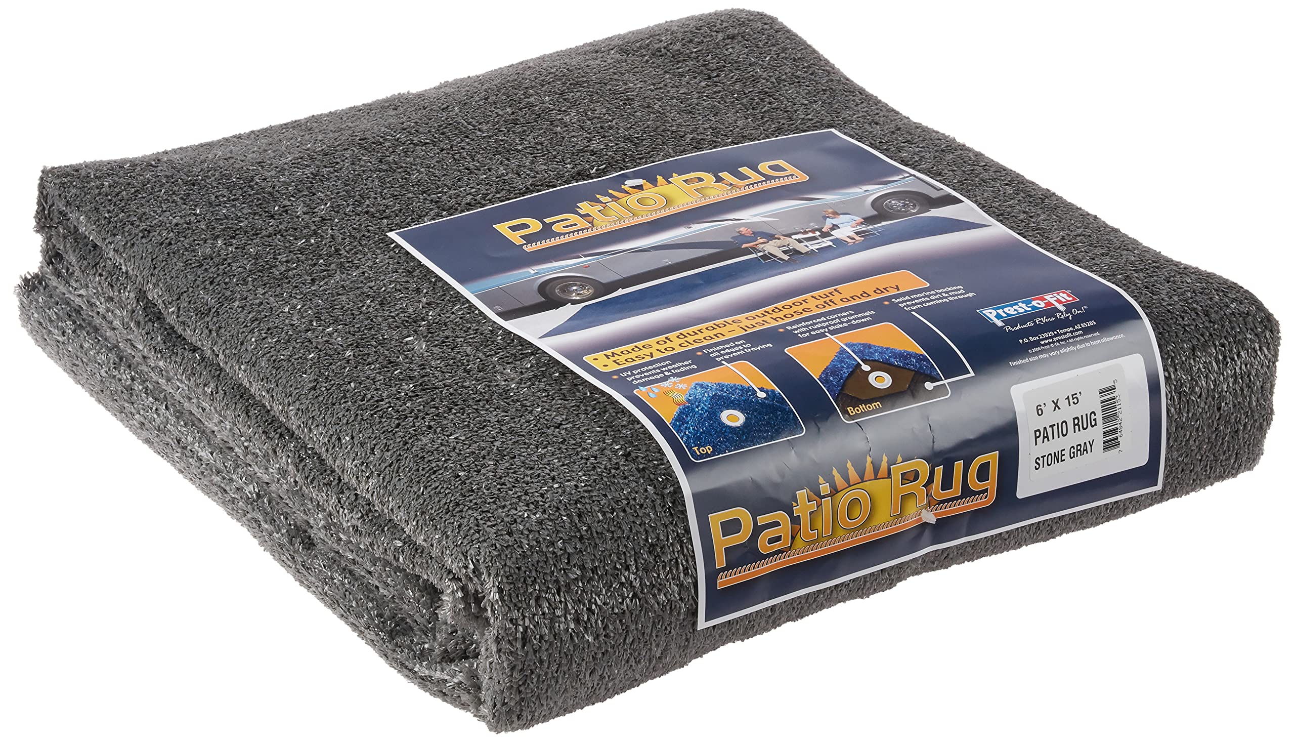 Prest-O-Fit Patio Rug Stone Gray 6 Ft. X 15 Ft.