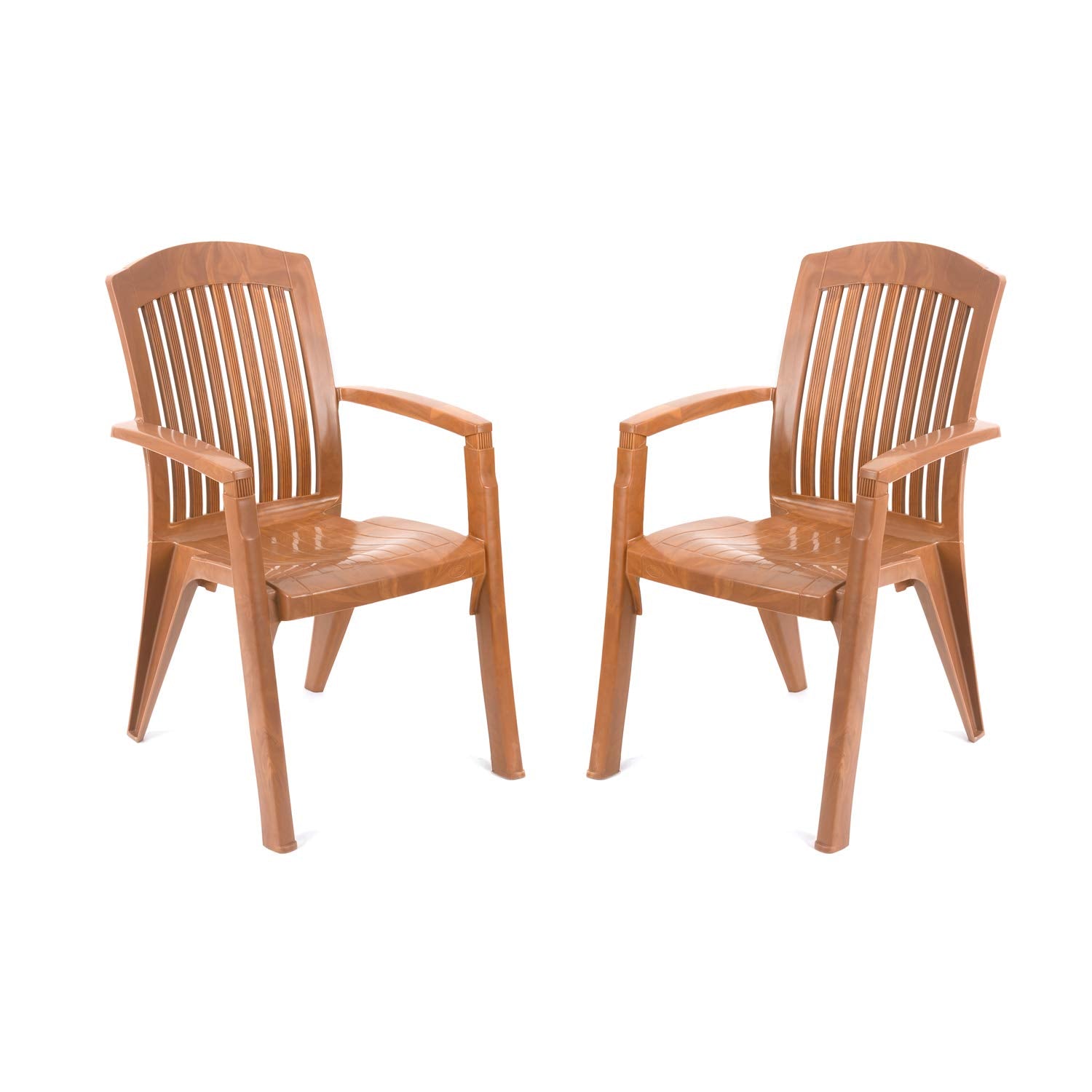 Nilkamal Plastic Chair For Living Room |Set Of 2 | 3 Year Warranty | For Home, Living Room, Outdoor | Pear Wood Colour | Heritag