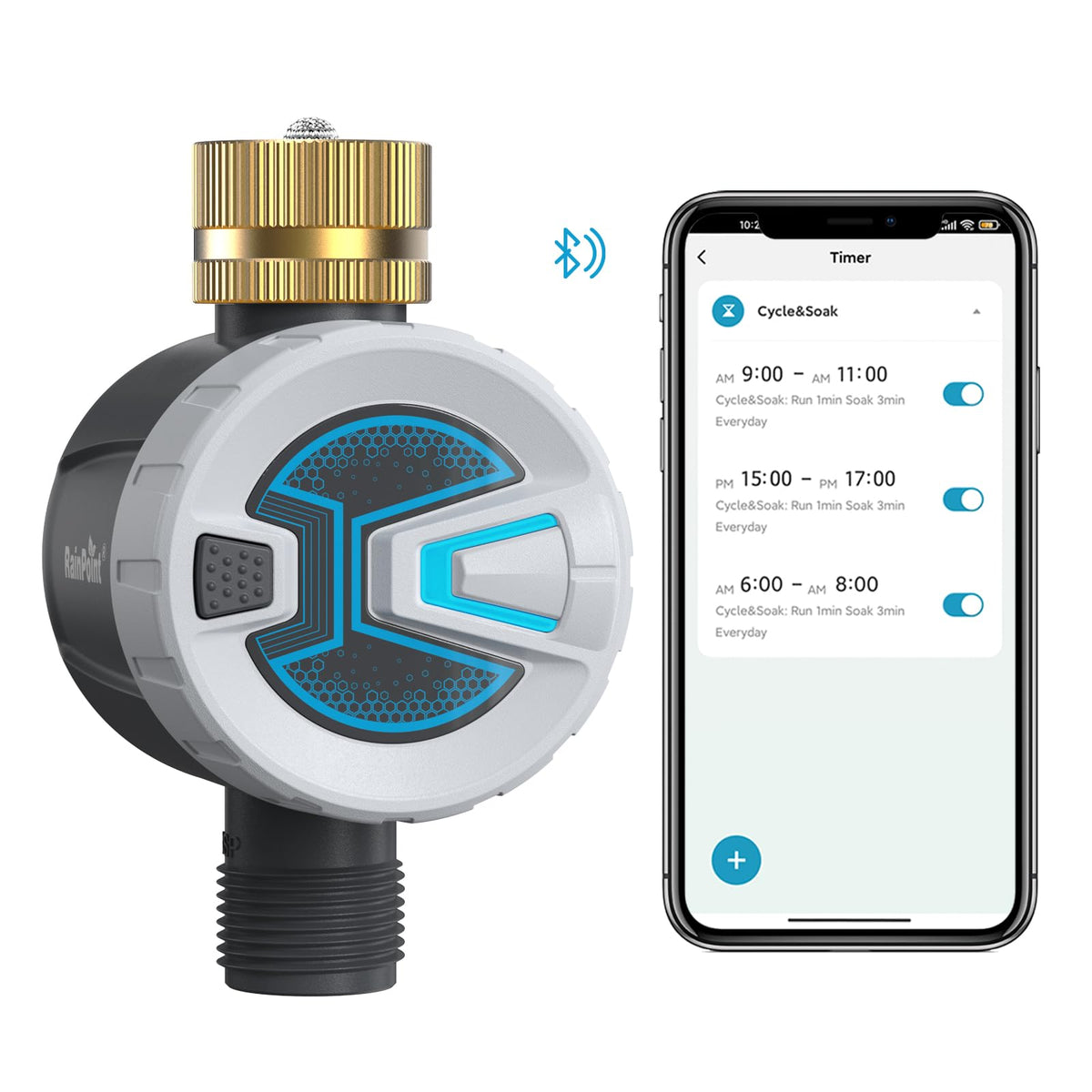 Rainpoint Sprinkler Timer Outdoor, Bluetooth Hose Timer To 60M Connect Range, Digital Irrigation Water Timer For Garden Hose, Fa