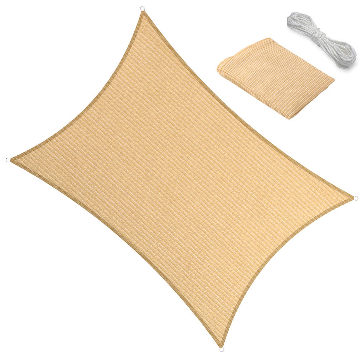 9' X 17' Sun Shade Sail Canopy Awning Permeable Fabric Pergola Cover, For Outdoor Patio Lawn Garden Backyard Carport, Beige