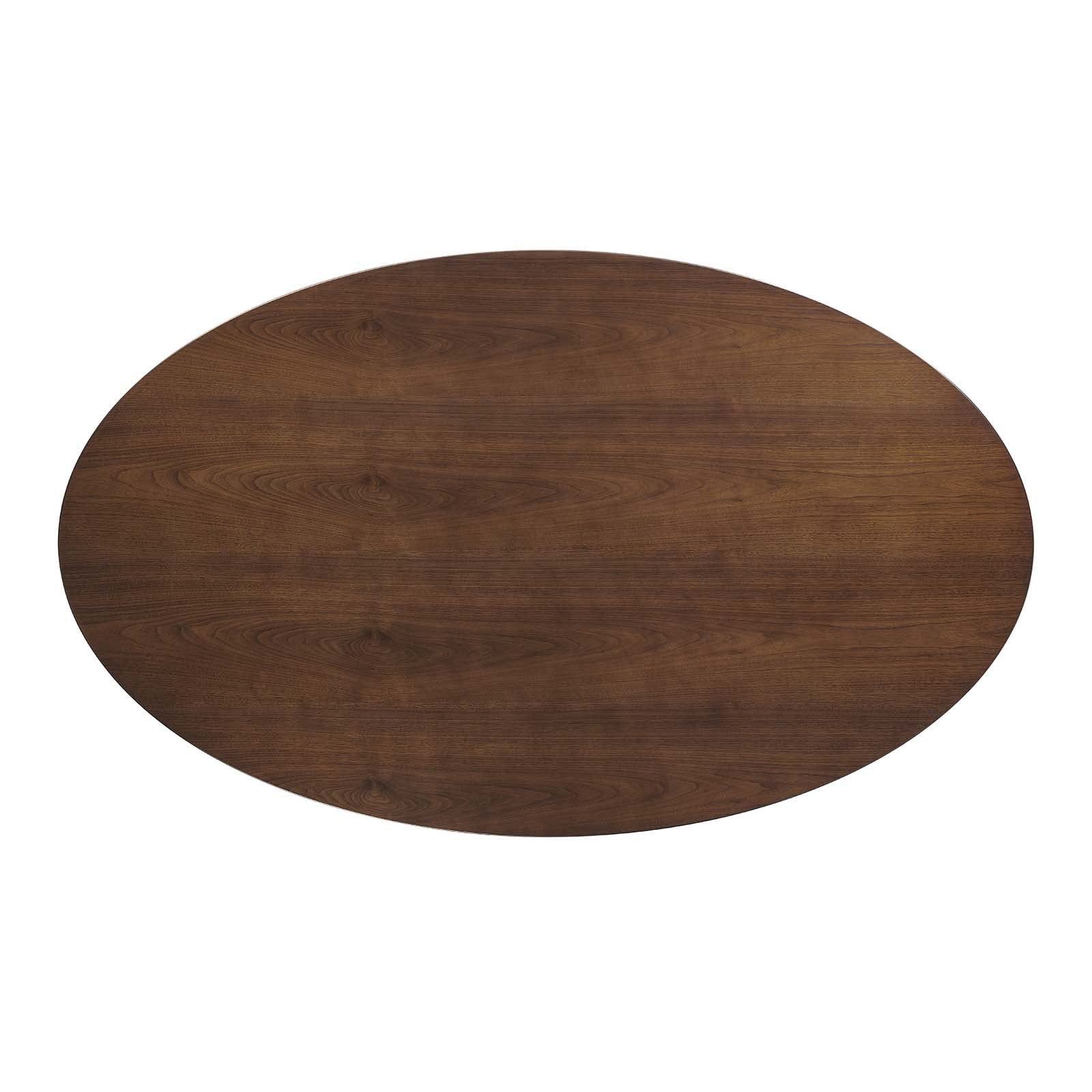 Modway Lippa 78&quot; Oval-Shaped Mid-Century Modern Dining Table With Walnut Top And Black Base
