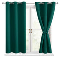 Hiasan Short Blackout Curtains For Bedroom - Thermal Insulated & Energy Saving Window Curtains For Living Room, 2 Drape Panels Sewn With Tiebacks, Hunter Green, 38 X 45 Inch