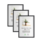 LYYYXGYP A3 Black Wood Picture Frame 3 Pack 11.7x16.5 Inch Solid Wooden Photo Frame Gallery Poster Frame with Plexiglass for Wal