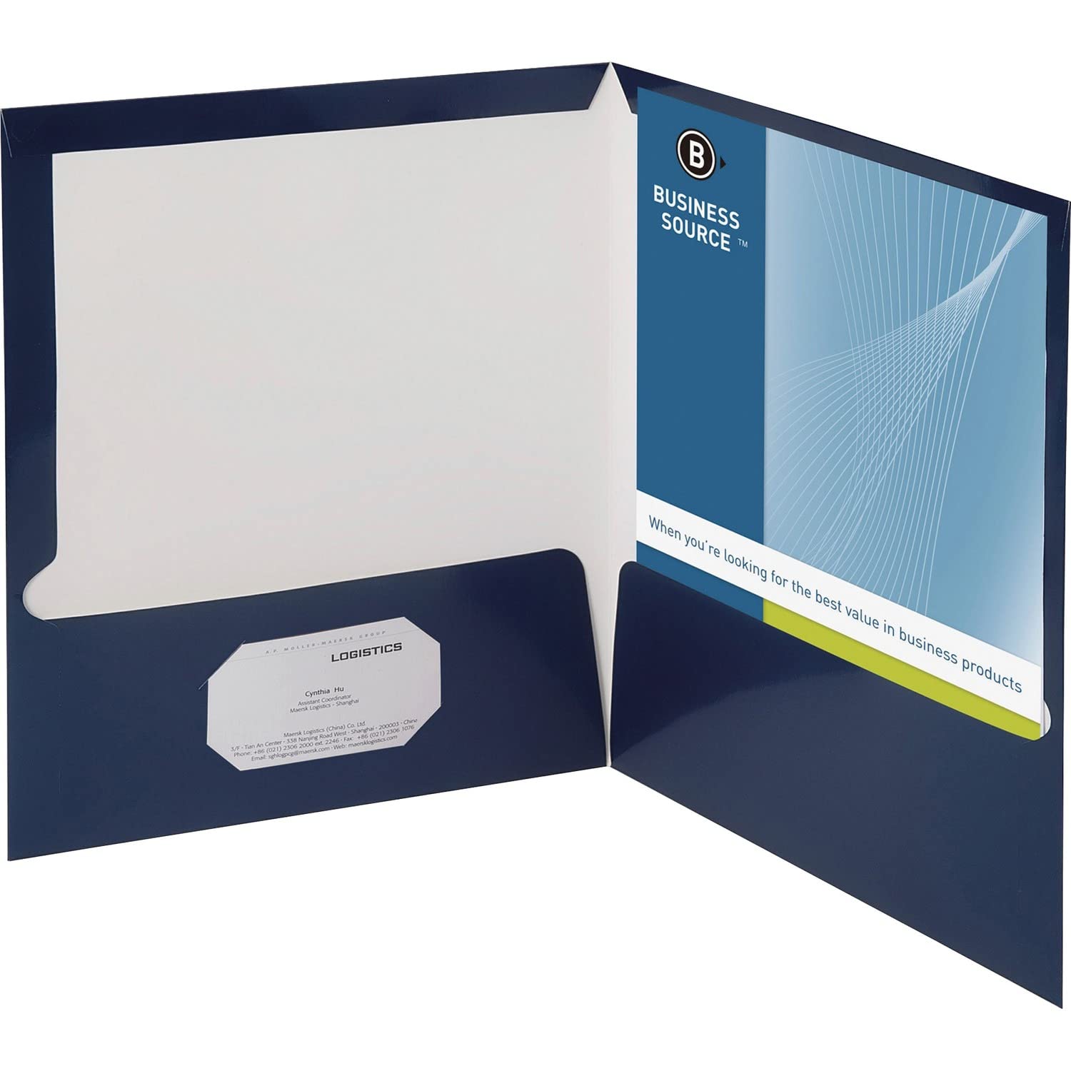 Business Source 44430 Two Pocket Folder Ltr 2-Pkts 100 Shts 25/Bx Ny