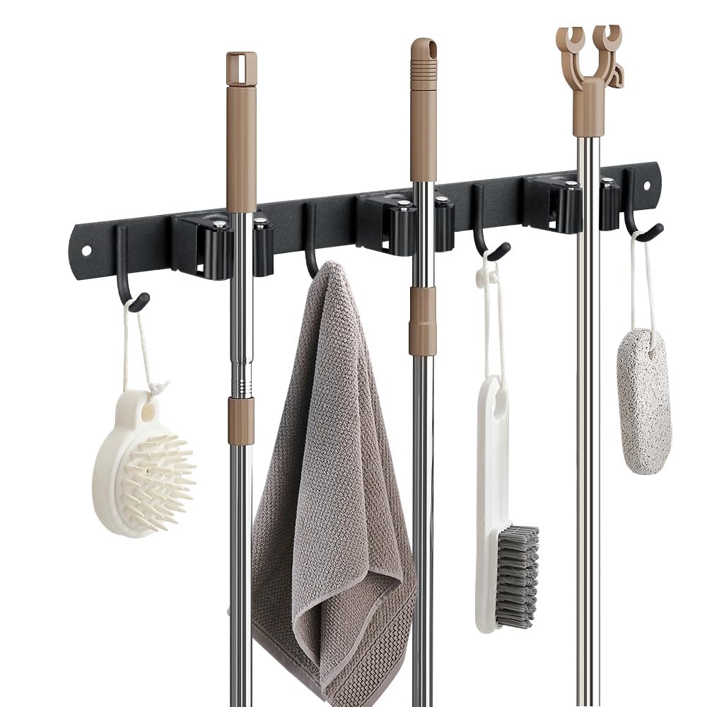 Jamend Clxp Broom Hanger And Mop Holder, Heavy Duty Garden Tool Organizer Rack Rake And Shovel Handle, Stainless Steel Wall Moun