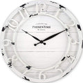 Presentime & Co 13 Farmhouse Series Wall Clock, Quartz Movement, Shiplap Style, Raised 3D Arabic Numeral, Antique Distressed Whi