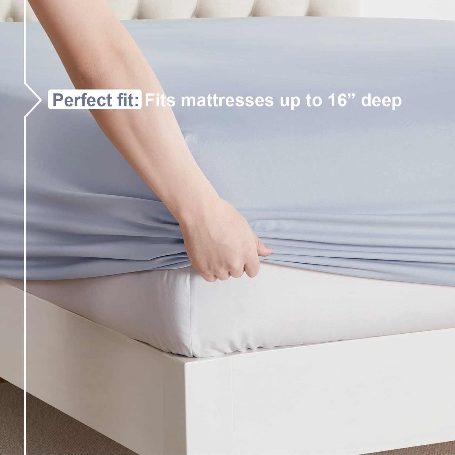 Nestl Full Size Sheet Sets - 4 Piece Full Size Sheets, Deep Pocket, Hotel Luxury, Extra Soft, Breathable And Cooling, Ice Blue Bed Sheets For Full Size Mattress