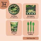Blue Panda 144-Piece Camo Party Decorations For Army-Themed Birthday, Baby Shower, Welcome Home Party, Serves 24, Includes Camou