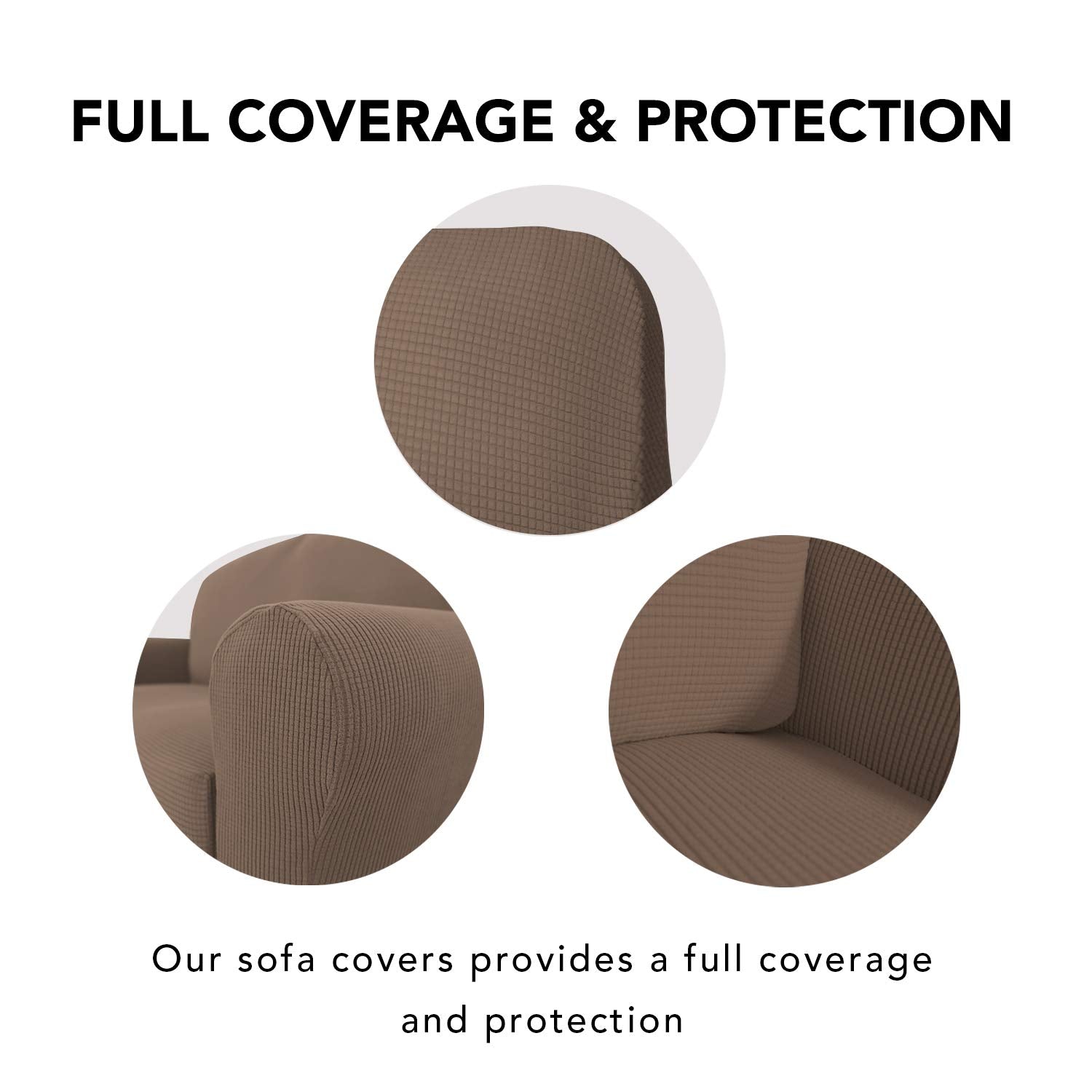 Purefit Stretch Oversized Sofa Slipcover – Spandex Jacquard Non Slip Soft Couch Sofa Cover, Washable Furniture Protector With Non Skid Foam And Elastic Bottom For Kids (Oversized Sofa, Camel)