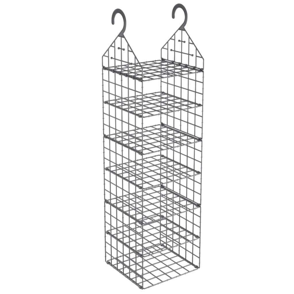 vidaXL Hanging Closet Organizer - Gray Plastic Hanging Wardrobe Storage with 7 Shelves - Compact and Easy Installation for Wardrobe Organization