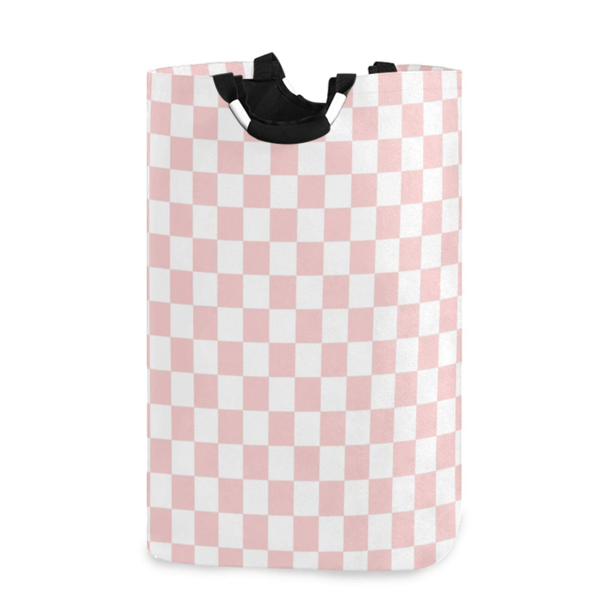 CaTaKu Pink Checkered Racing Baby Laundry Baskets Collapsible, Large Tall Clothes Hampers for Kids Laundry Room Organizer Foldab