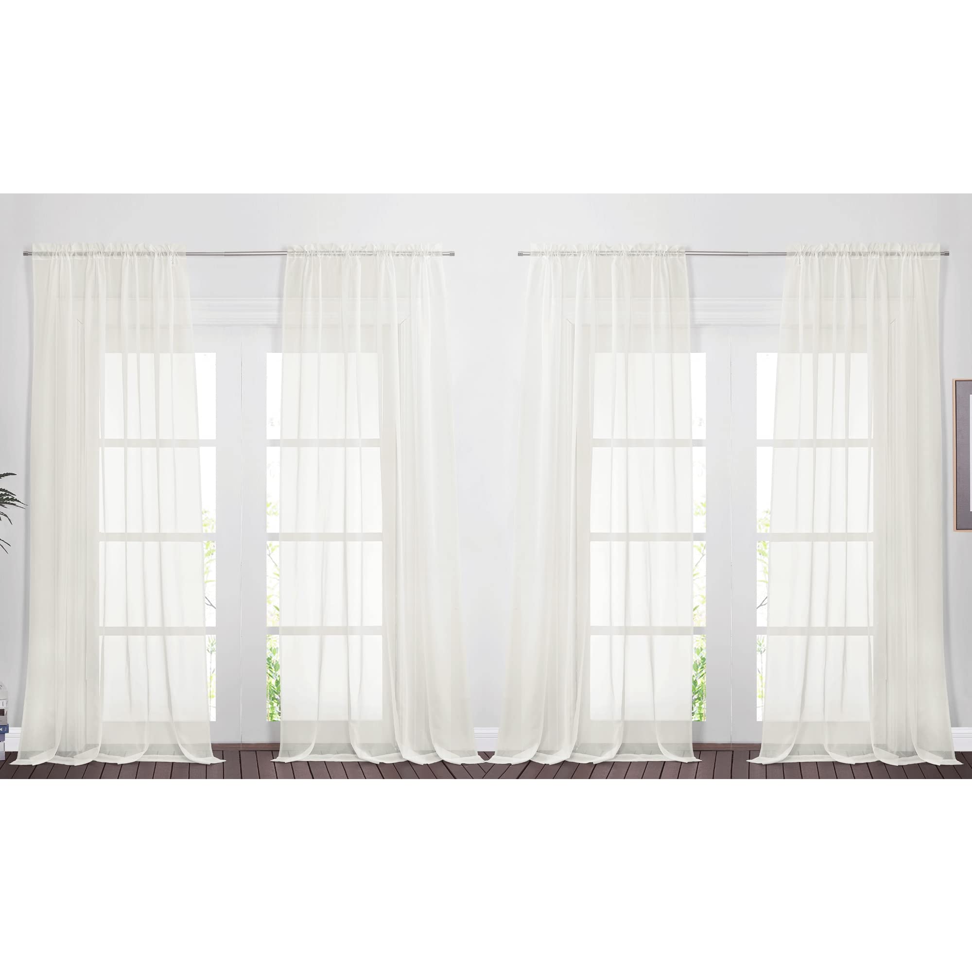 Nicetown Extra Long Sheer Curtains 95' Length For Living Room, Rod Pocket Voile Texture Sheer Window Treatments For Patio/Glass