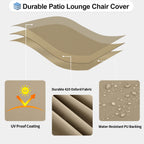 Outdoorlines Outdoor Waterproof Patio Chaise Lounge Chair Cover - Uv Resistant Lounger Covers Heavy Duty Weatherproof Patio Sofa Furniture Covers, 1 Pack, 78Wx35.5Dx33H Inches, Camel
