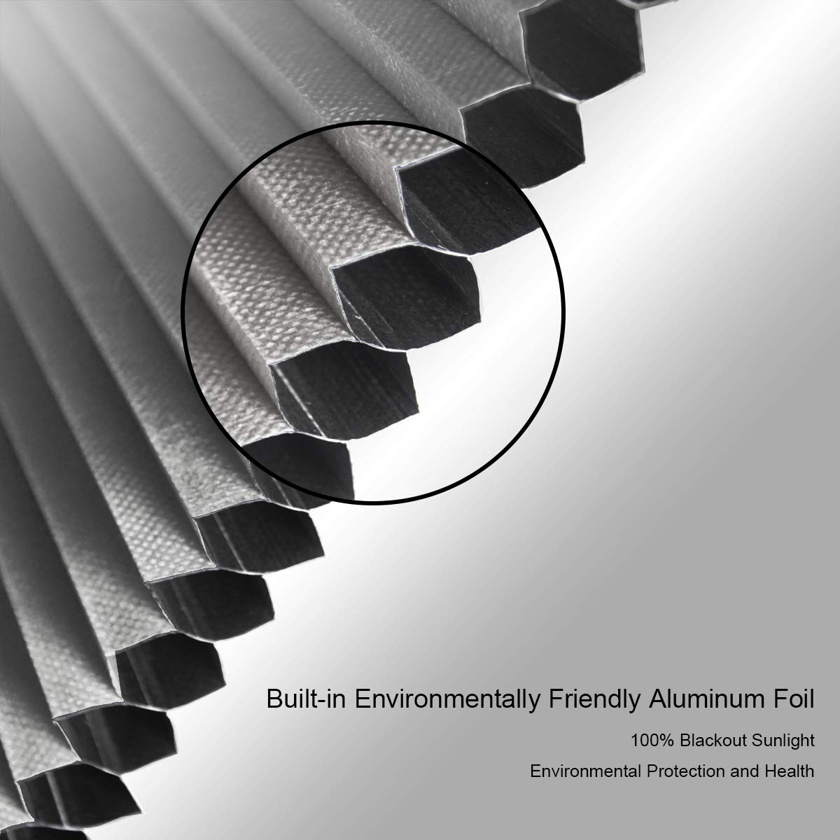 Blackout Cellular Shades Cordless Blinds Window Shades For Home, 40W X 48H, Cool Silver(Blackout)