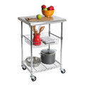 Seville Classics NSF Commercial Stainless Steel Top Work Table Island Utility Cart Prep Station, 78 for Restaurant, Kitchen, War