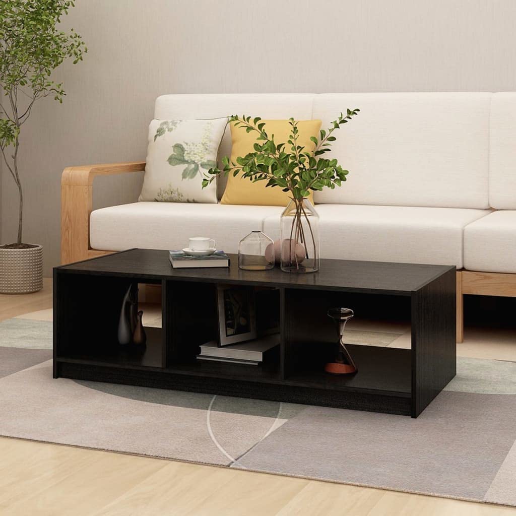 Vidaxl Coffee Table Black 43.3"X19.7"X13.4" Solid Pinewood