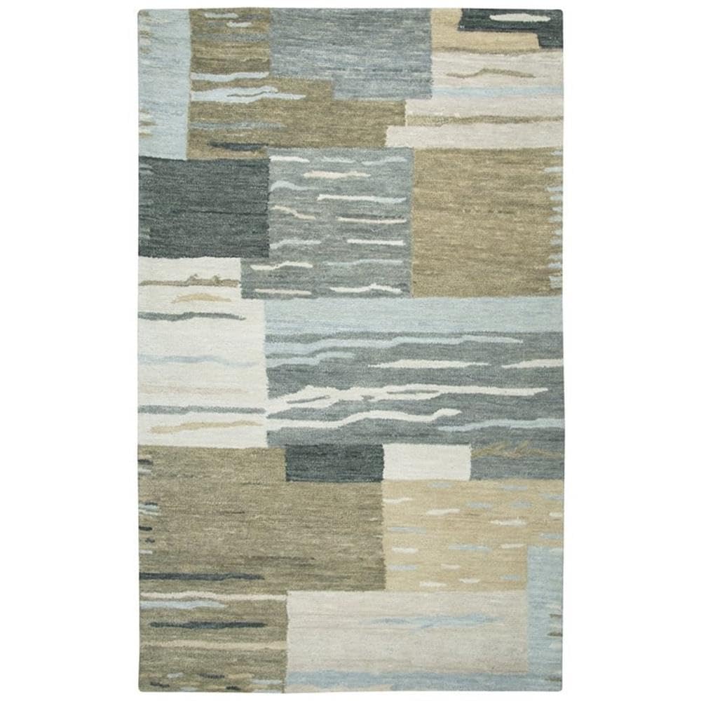 Rizzy Home Alora Decor Napoli 6'6" X 9'6" Block Neutral/Ivory Hand-Tufted Area Rug